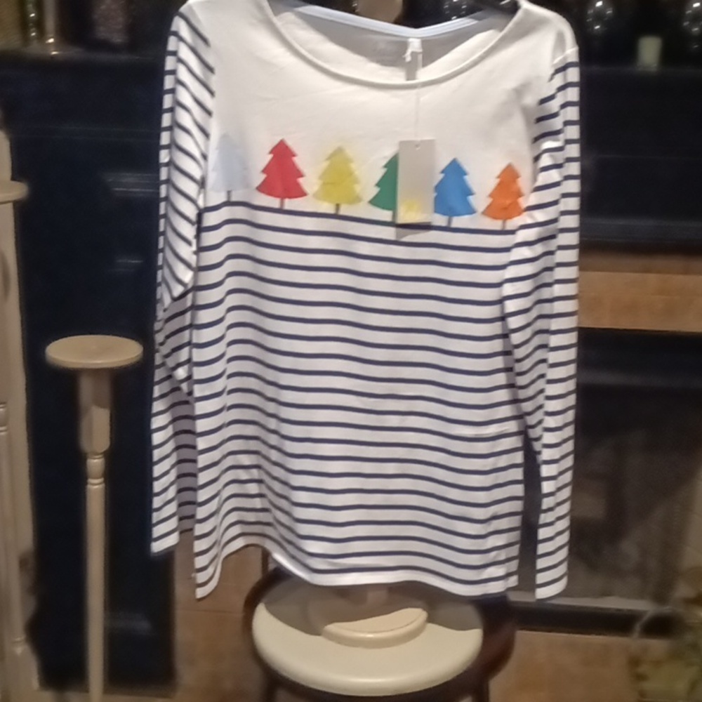 FINAL PRICE NWT Boden white & blue striped long sleeve blouse Sz 10 - Picture 4 of 6